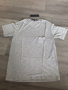 Merritt Charles Jana Tee in Grey and White Stripes